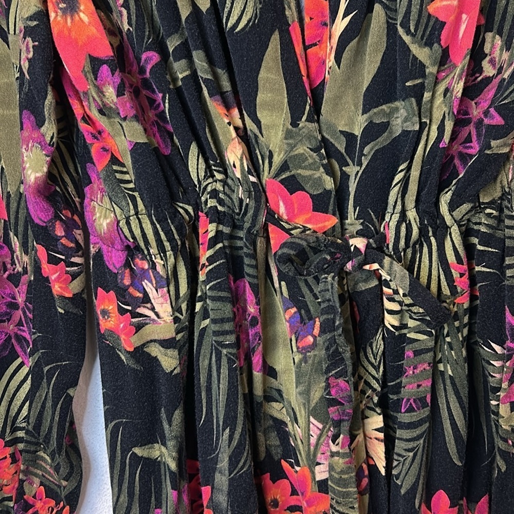 Worthington Women’s Print Blazer with Tie Waist Size XXL Black Green Purple - Picture 4 of 14